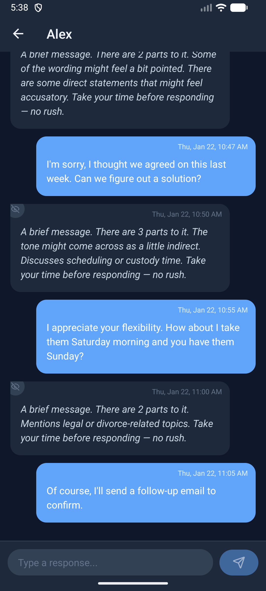 Parent Shield message analysis